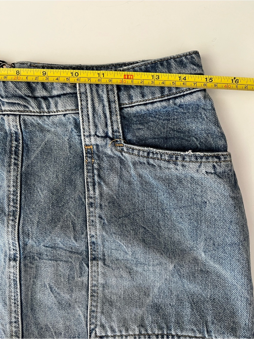 We The Free | Light Blue Distressed Denim Pencil Skirt - Picture 8 of 9